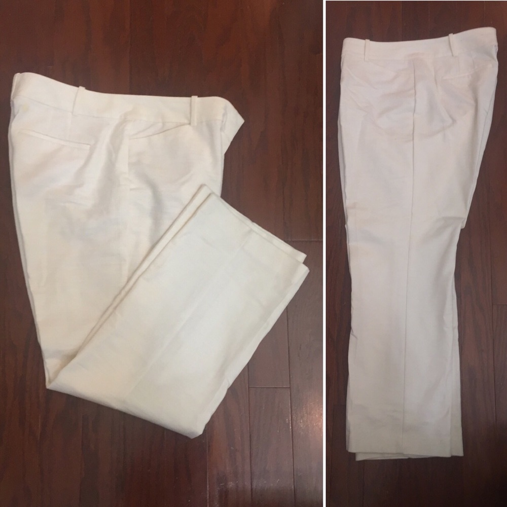 Perfect Curvy Ankle White Linen Pants, Ann Taylor
